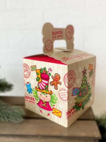 Коробка подарочная Новогодняя посылочка, 108х108х108 (+53) мм